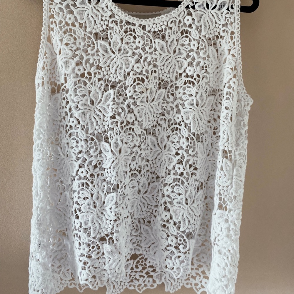 The Loft crochet white blouse size XL